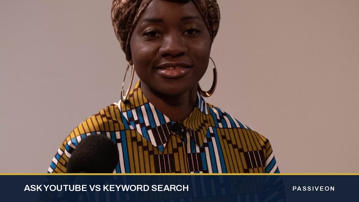 Woman in a patterned shirt and head wrap speaking into a microphone at a desk